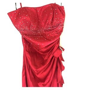 Red rhinestone studded formal dress